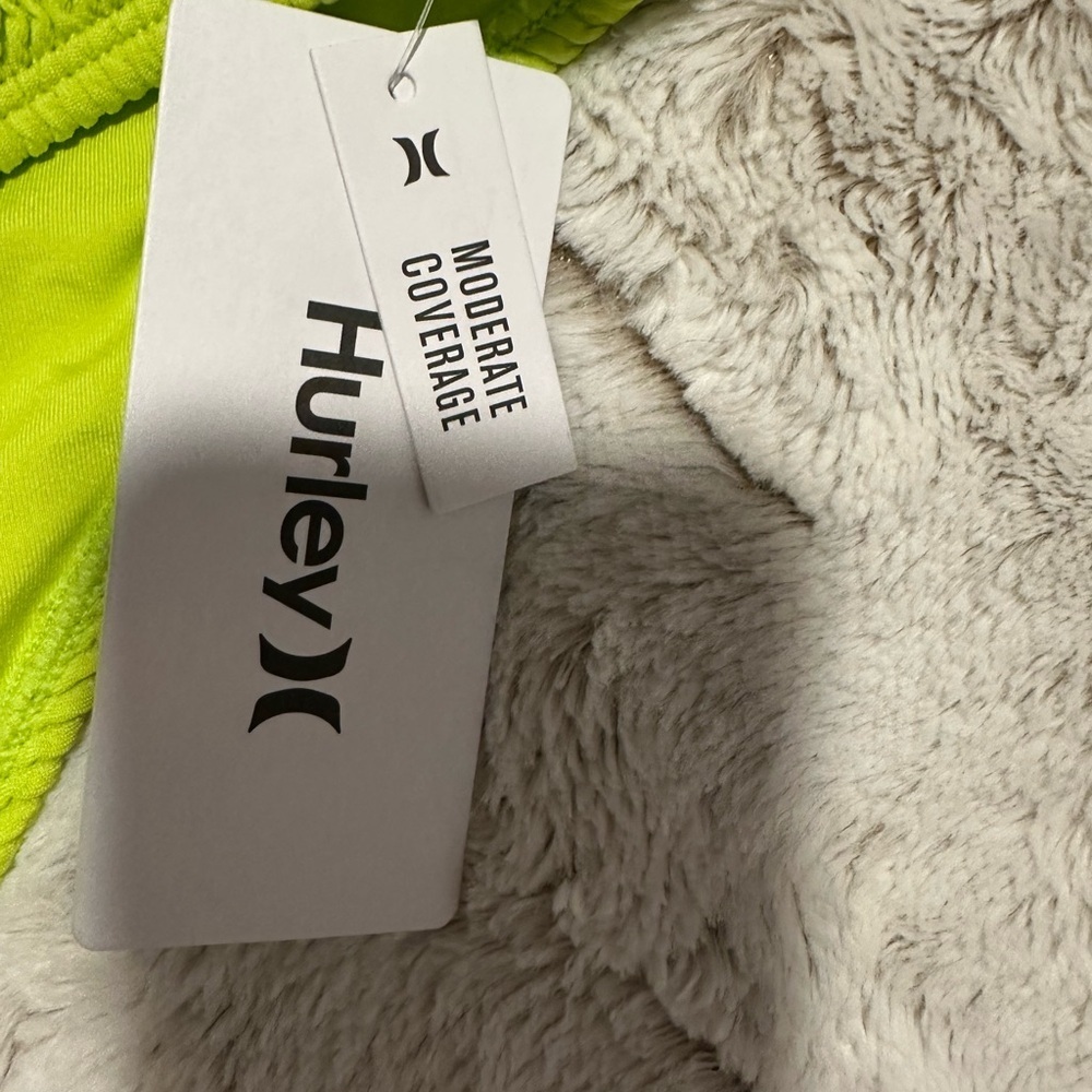 Hurley Neon Green Scrunch Ribbed Bikini Bottom Swimwear - Picture 5 of 8